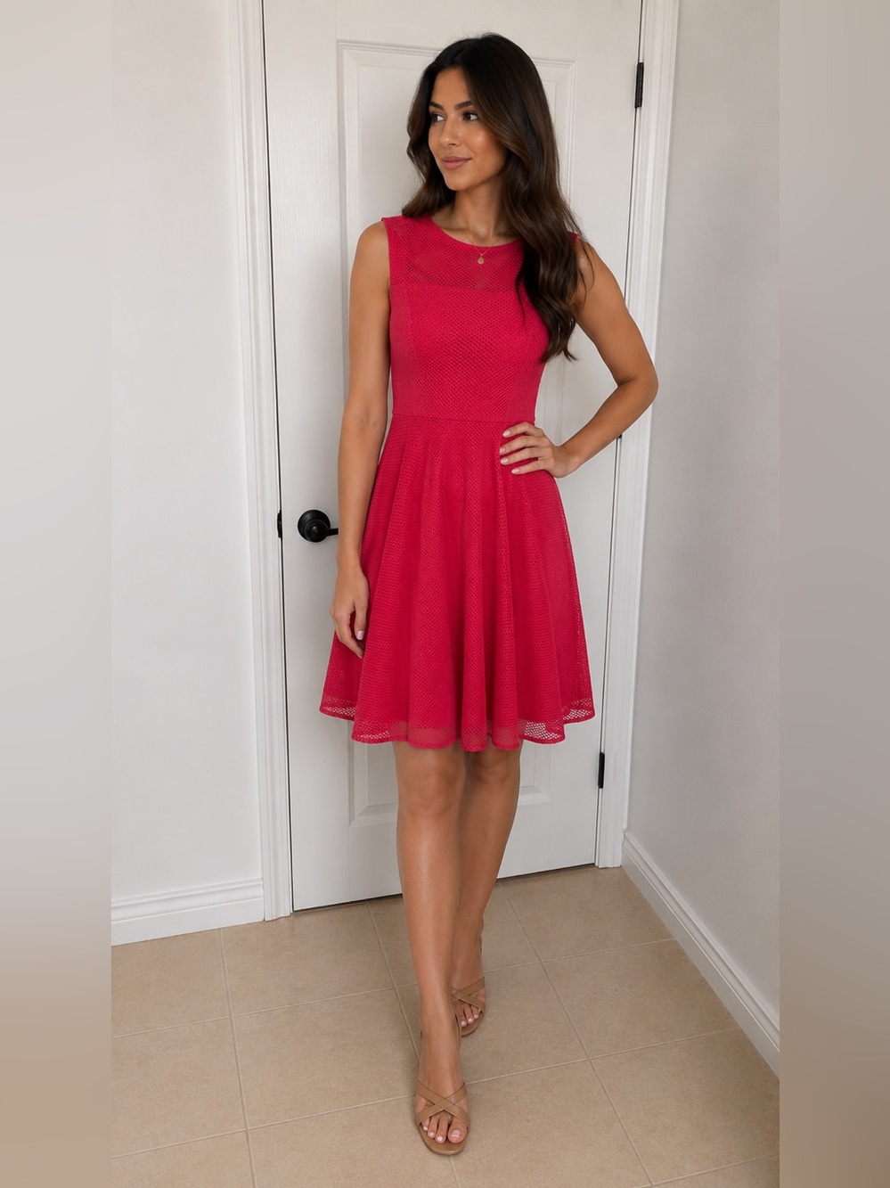 Elegant coral Sleeveless Dress